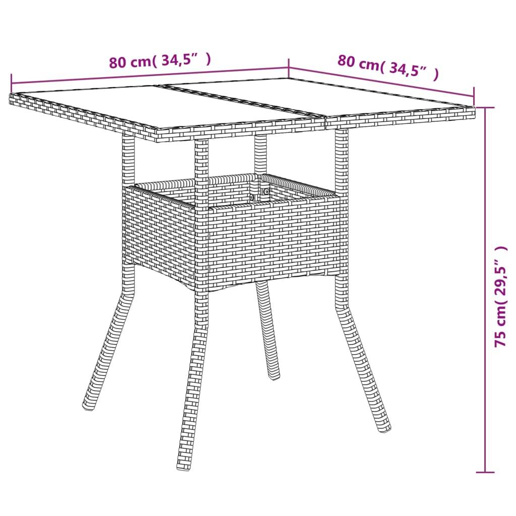 ComfortXL - Table de Jardin Carrée 80x80cm en Poly Rotin Beige, Plateau Verre pour un Nettoyage Simplifié – ComfortXL Outdoor Living - Image 7