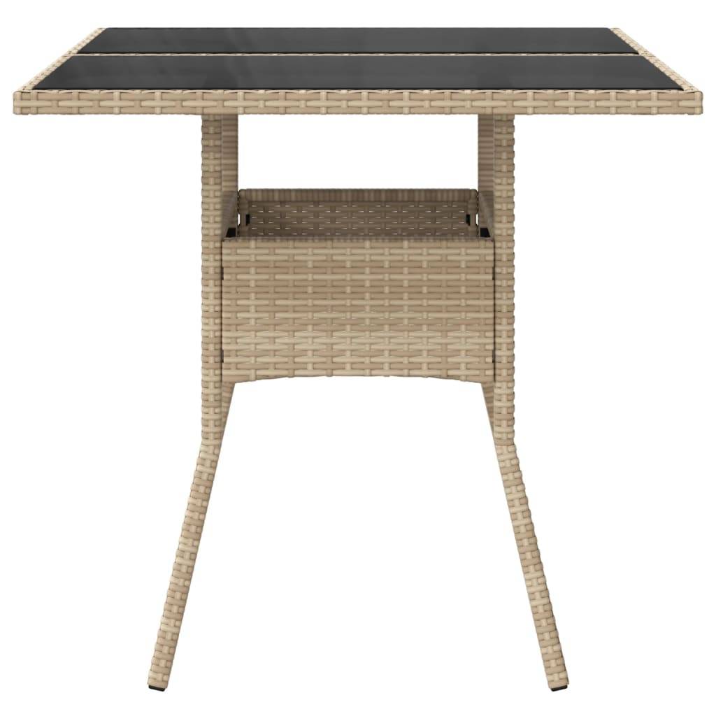 ComfortXL - Table de Jardin Carrée 80x80cm en Poly Rotin Beige, Plateau Verre pour un Nettoyage Simplifié – ComfortXL Outdoor Living - Image 5
