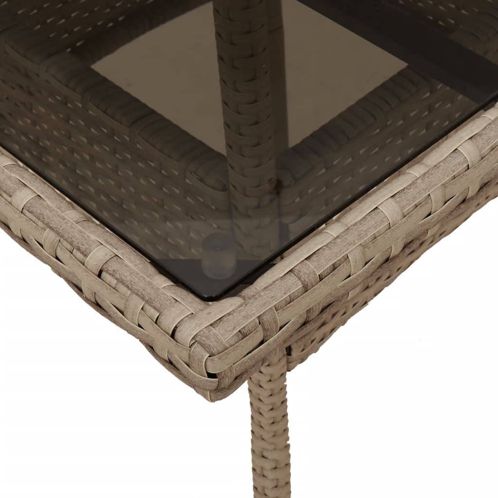 ComfortXL - Table de Jardin Carrée 80x80cm en Poly Rotin Beige, Plateau Verre pour un Nettoyage Simplifié – ComfortXL Outdoor Living - Image 8