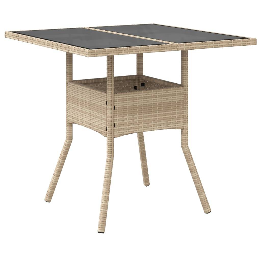 ComfortXL - Table de Jardin Carrée 80x80cm en Poly Rotin Beige, Plateau Verre pour un Nettoyage Simplifié – ComfortXL Outdoor Living - Image 6