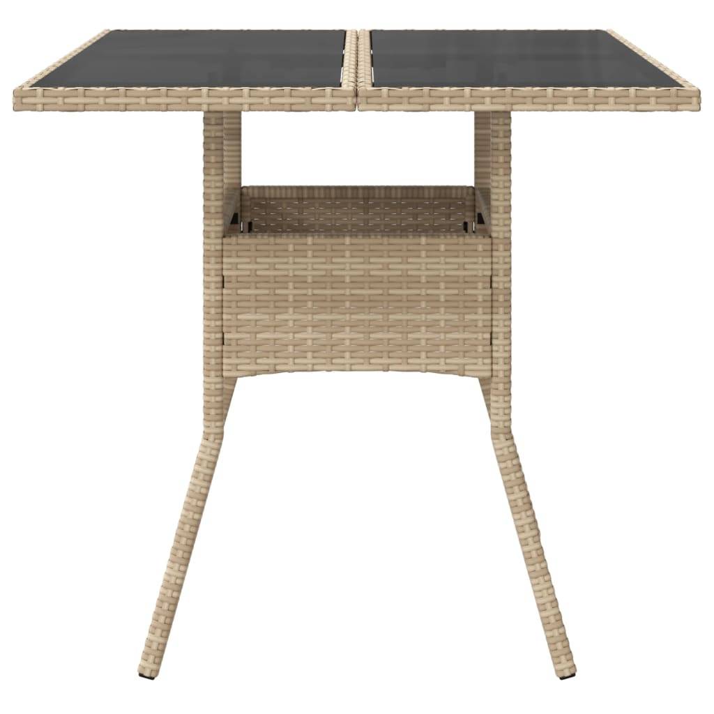 ComfortXL - Table de Jardin Carrée 80x80cm en Poly Rotin Beige, Plateau Verre pour un Nettoyage Simplifié – ComfortXL Outdoor Living - Image 4