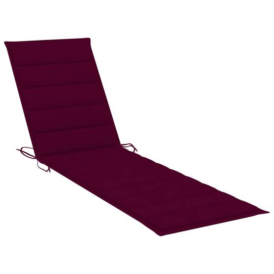 Helloshop26 - Transat chaise longue bain de soleil lit de jardin terrasse meuble d'extérieur avec coussin rouge bordeaux bois de teck solide - Imagen 9