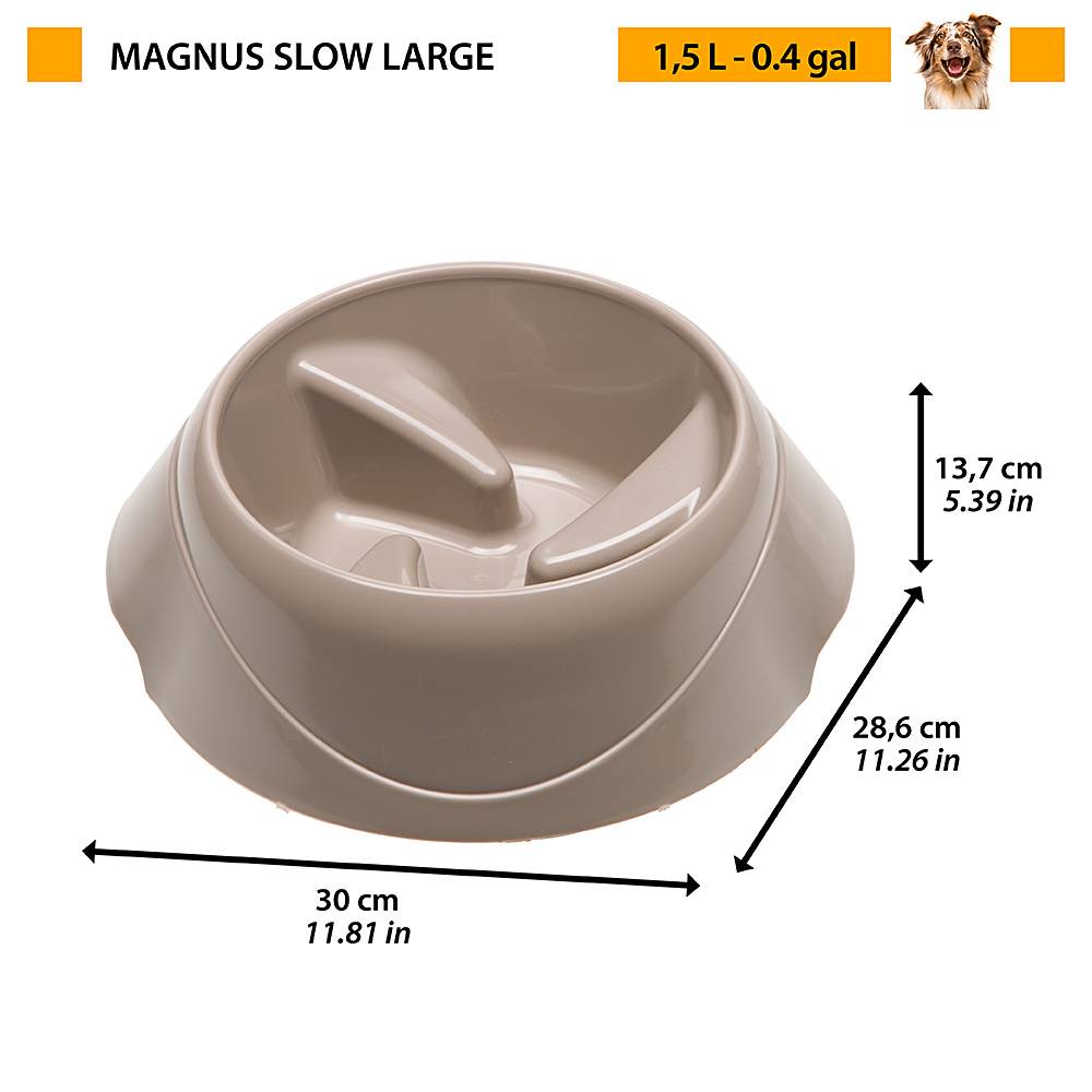 Ferplast - Ferplast Gamelle pour chien Magnus Slow, Gamelle Antidéglutition, durable, antidérapant, gamelle d'eau pour chien, améliore la digestion, 0.5 L, Gris - Imagen 2