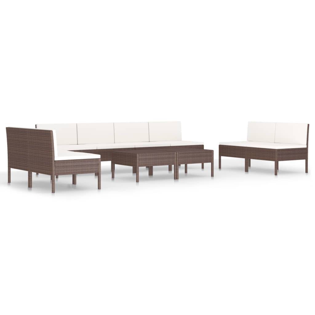 Helloshop26 - Salon de jardin meuble d'extérieur ensemble de mobilier 10 pièces avec coussins résine tressée marron - Imagen 1