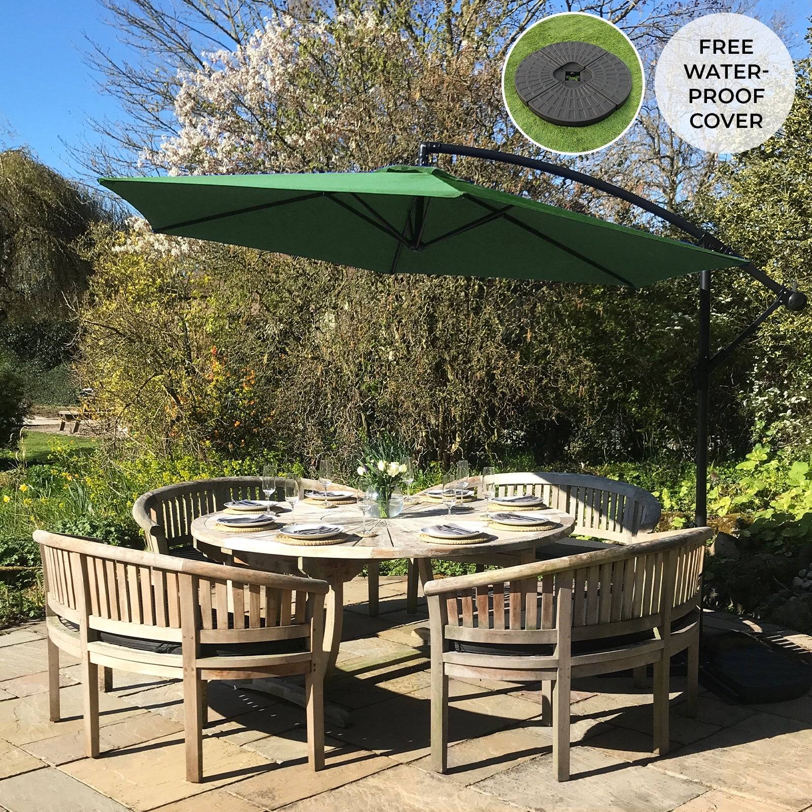 Monstershop - Parasol Cantilever Vert & Base Ronde - Imagen 1