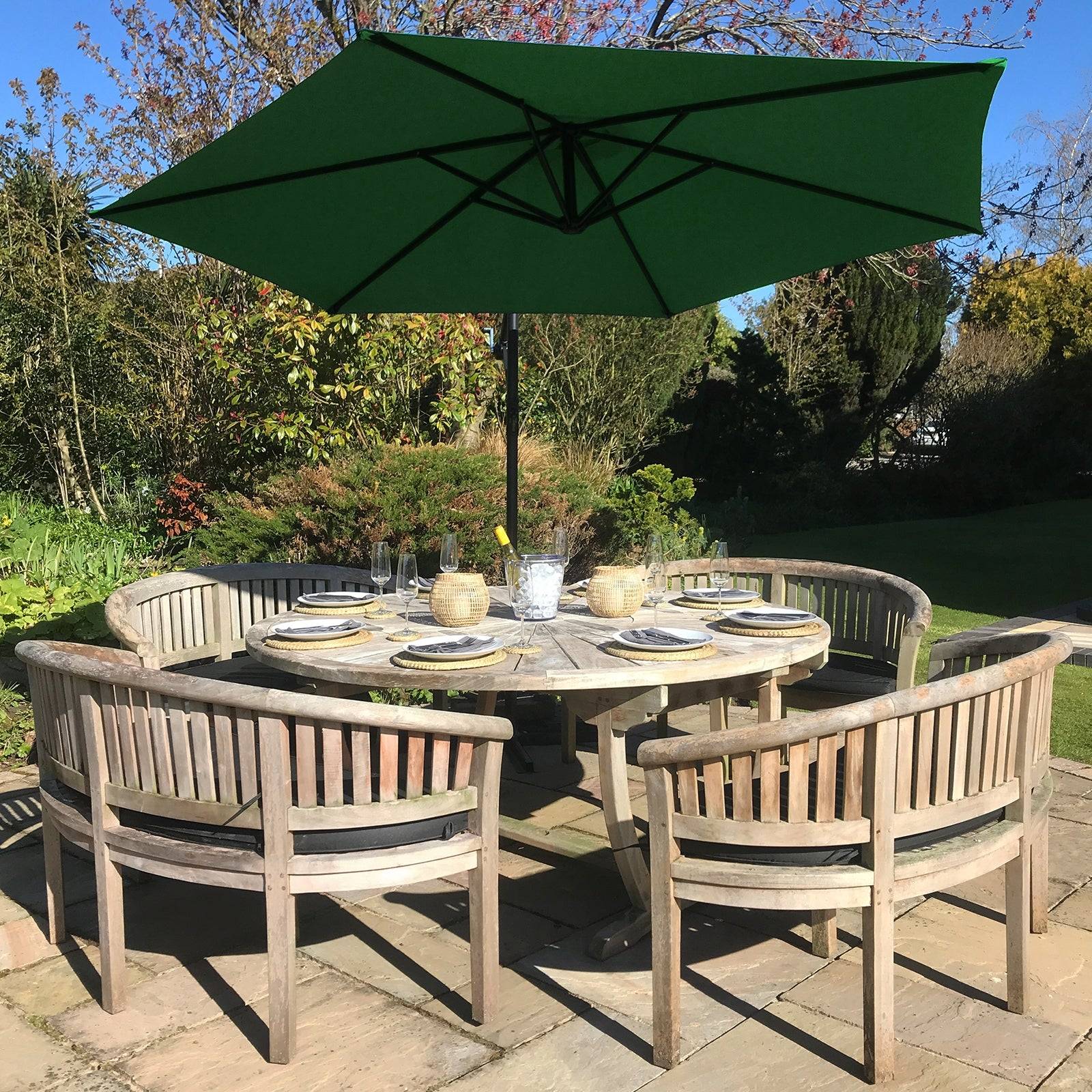 Monstershop - Parasol Cantilever Vert & Base Ronde - Imagen 5