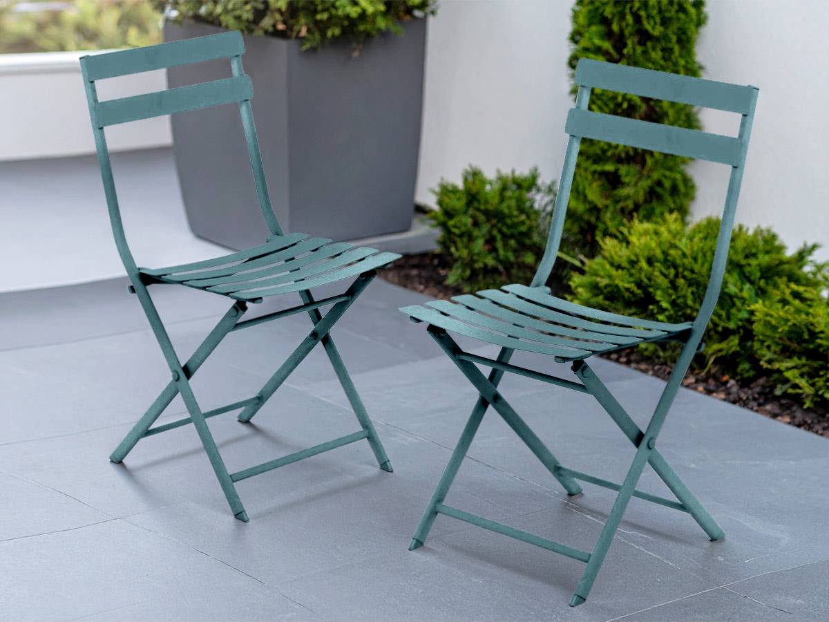 Hesperide - Lot de 2 Chaises de jardin métal pliante Greensboro Bleu Canard - Hespéride - Imagen 2