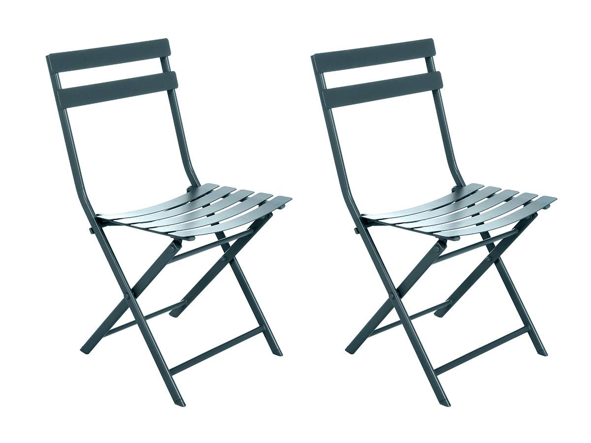 Hesperide - Lot de 2 Chaises de jardin métal pliante Greensboro Bleu Canard - Hespéride - Imagen 1