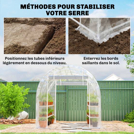 ComfortXL - Serre tunnel acier galvanisé bâche PE extérieur culture 295x195x195cm transparent - ComfortXL Outdoor Living - Image 9