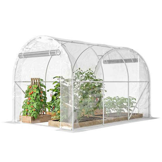 ComfortXL - Serre tunnel acier galvanisé bâche PE extérieur culture 295x195x195cm transparent - ComfortXL Outdoor Living - Image 2