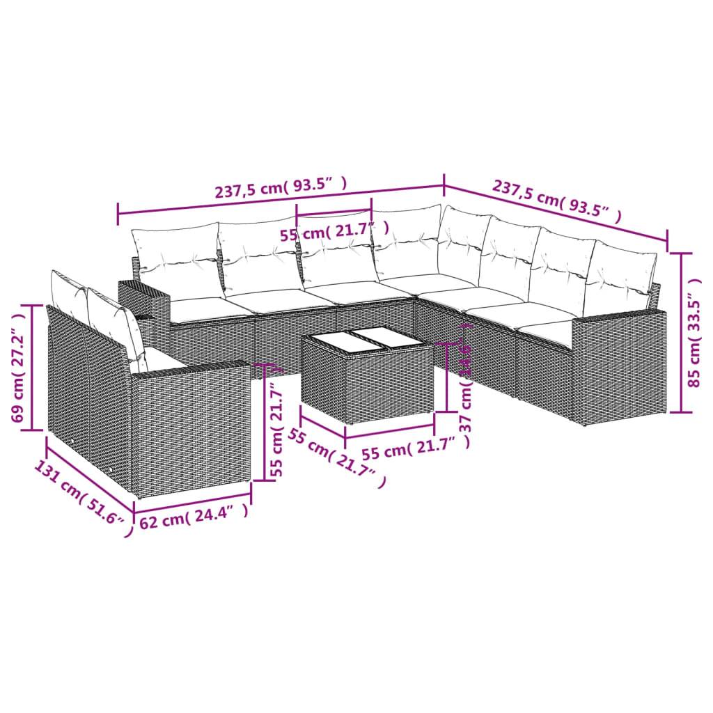 Salon de jardin bas 10 pcs Résine Tressée Marron avec Table et Coffres de Rangement – ComfortXL Outdoor Living - Image 3