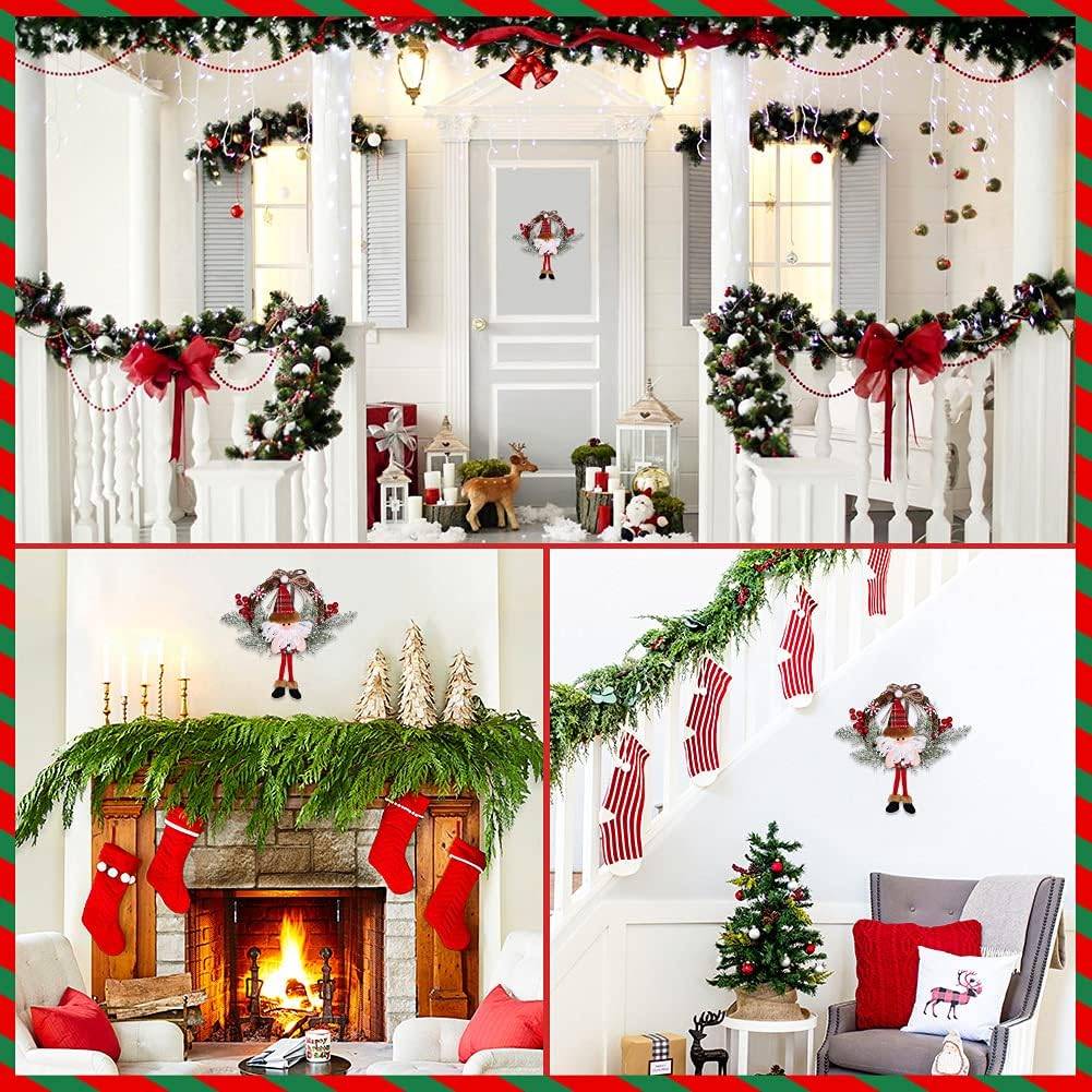 Couronne de Noël artificielle avec cloche, décorations de Noël du Père Noël, décorations de Noël pour cheminée, porte, arbre. - Image 5