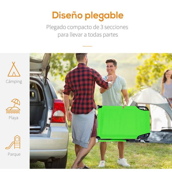 Sans Marque - Transat pliant 4 positions, coussin inclus, métal tissu Oxford, charge 120 kg, 190 x 56 x 28 cm, camping plage terrasse, vert - Image 5