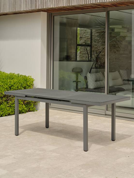 Dcb Garden - Table en alu et spraystone avec rallonge automatiquee - Gris anthracite - DANIA - Image 6