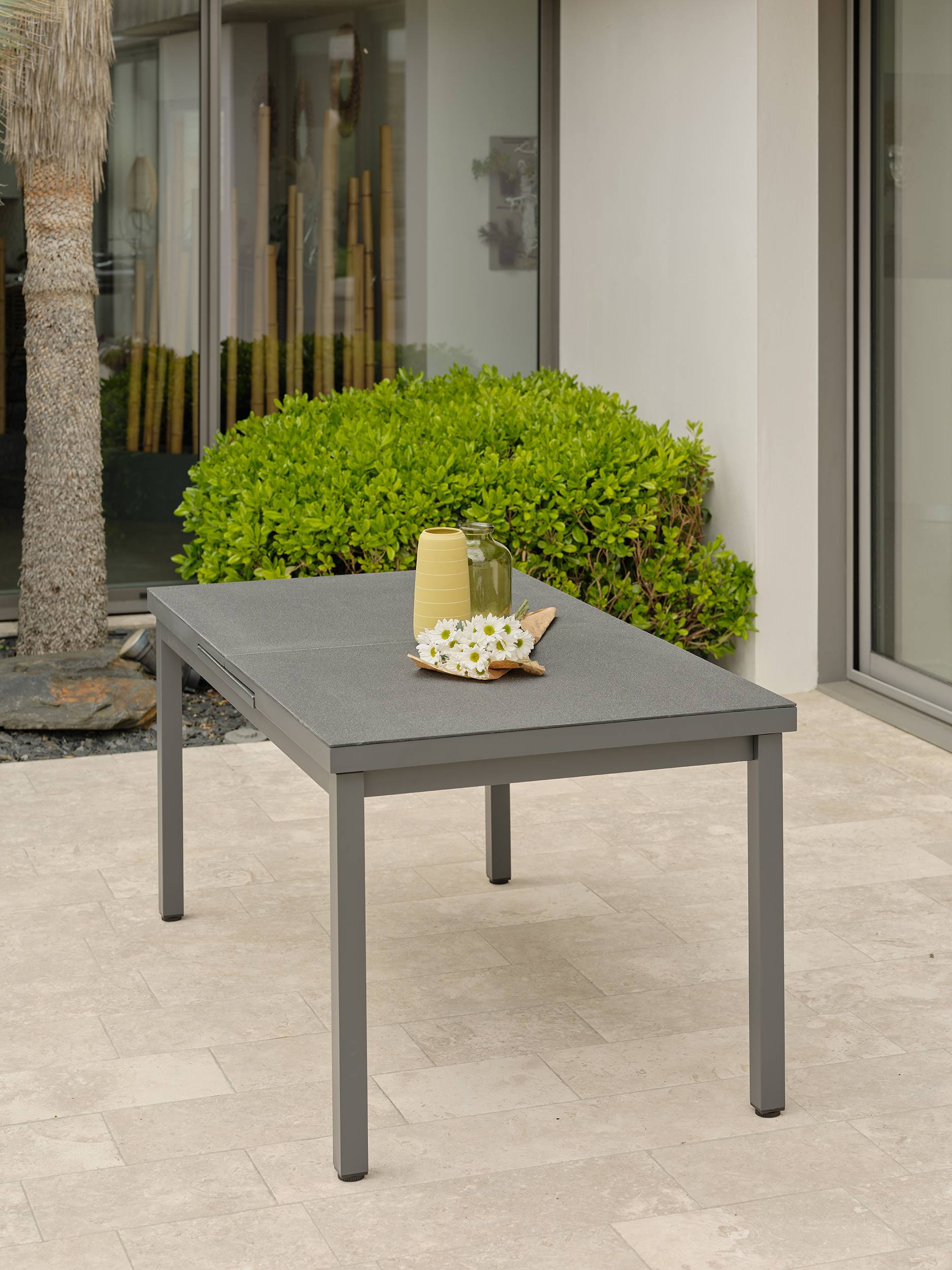 Dcb Garden - Table en alu et spraystone avec rallonge automatiquee - Gris anthracite - DANIA - Image 2