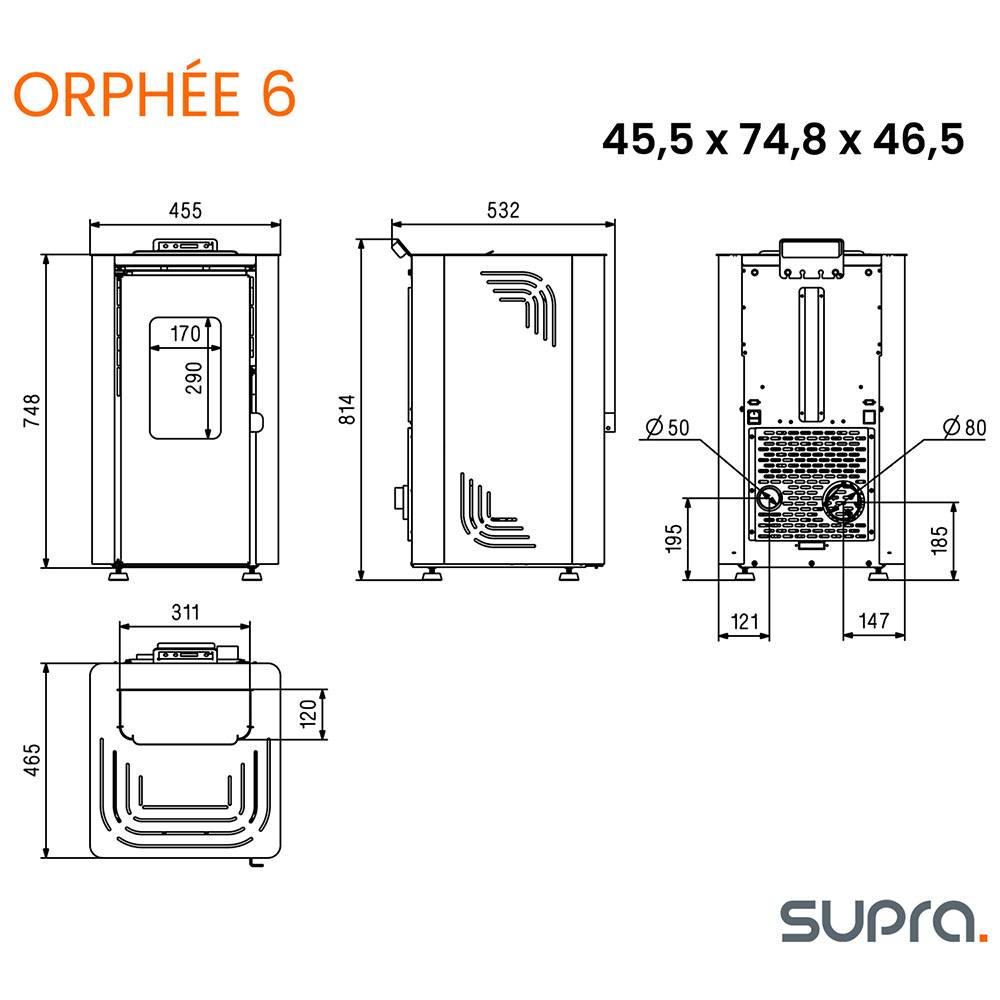 Supra - Poêle à granulés de bois 6.1kw noir ORPHEE 6 NOIR Supra - Imagen 4