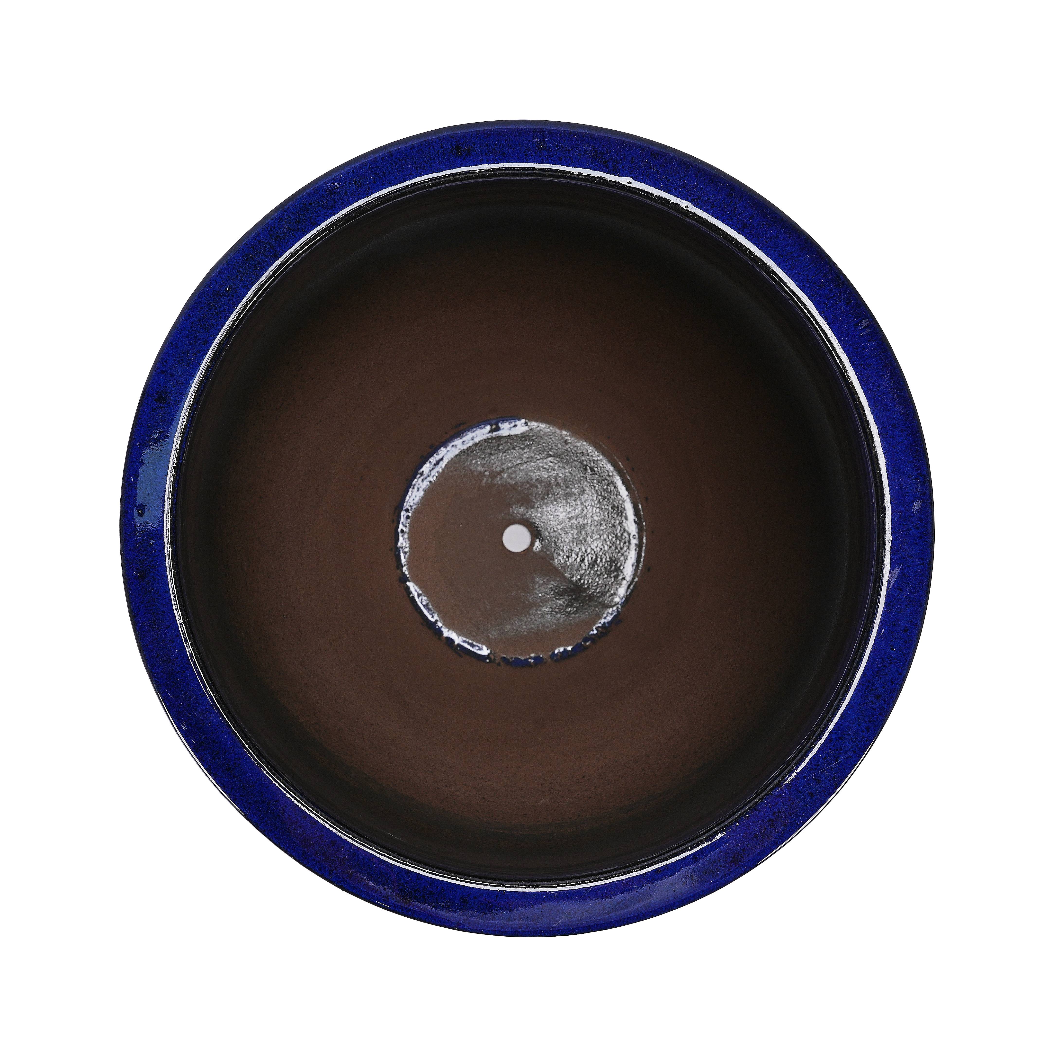 ComfortXL - Pot de fleurs en céramique Ø 42 x H 54 cm bleu royal pour intérieur extérieur drainage - ComfortXL Outdoor Living - Image 6