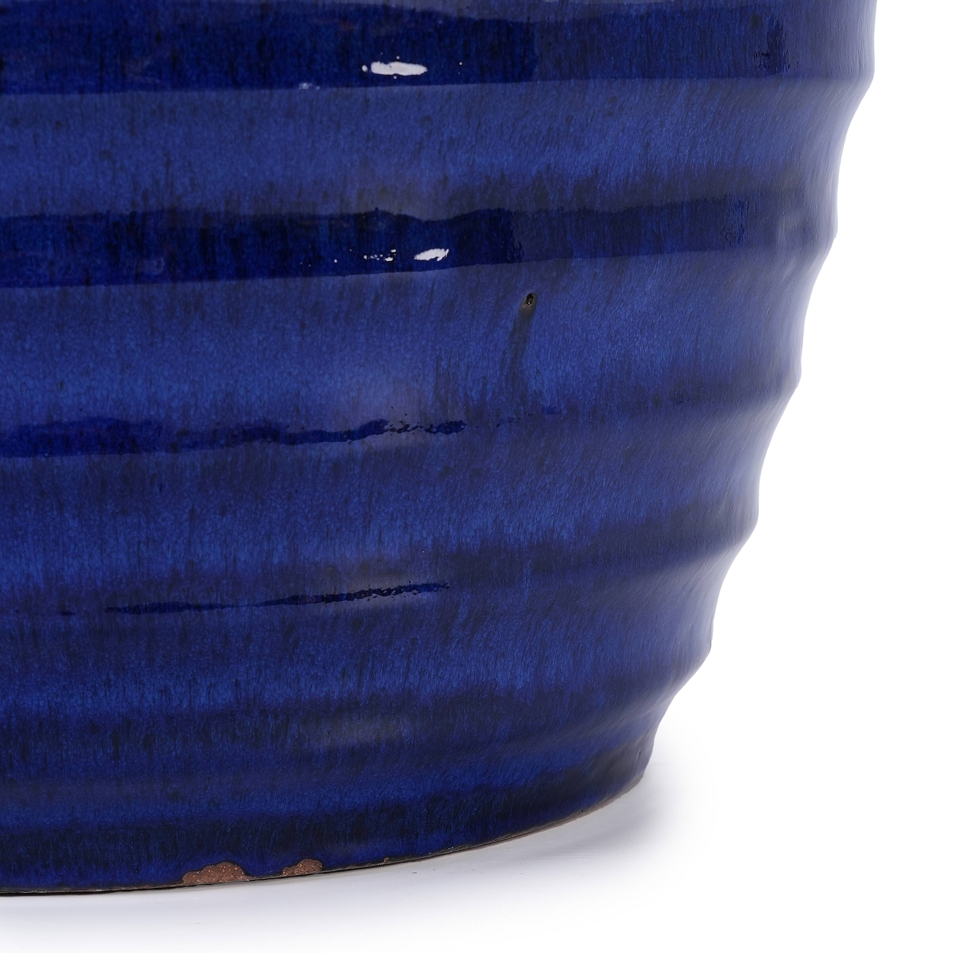ComfortXL - Pot de fleurs en céramique Ø 42 x H 54 cm bleu royal pour intérieur extérieur drainage - ComfortXL Outdoor Living - Image 8