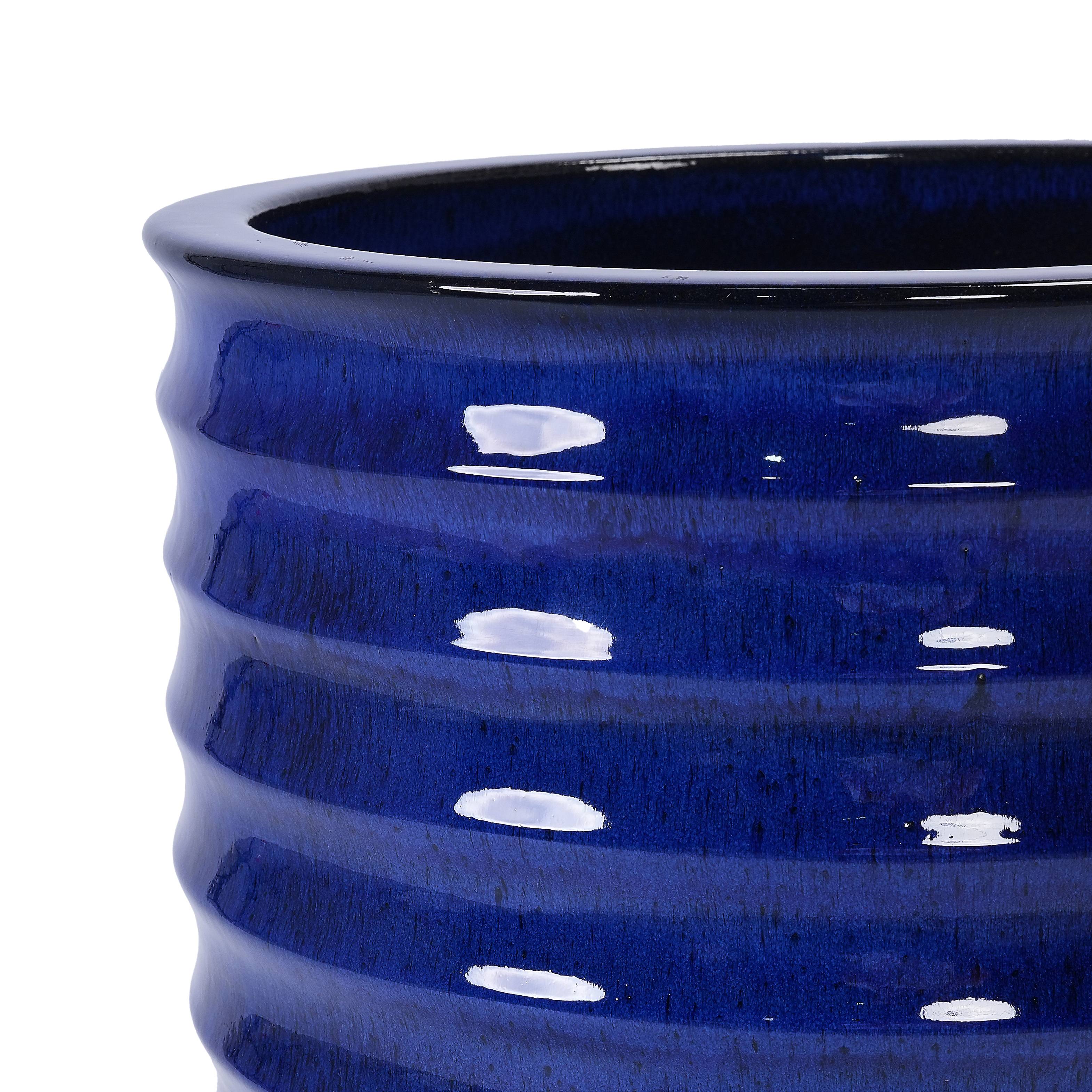 ComfortXL - Pot de fleurs en céramique Ø 42 x H 54 cm bleu royal pour intérieur extérieur drainage - ComfortXL Outdoor Living - Image 7