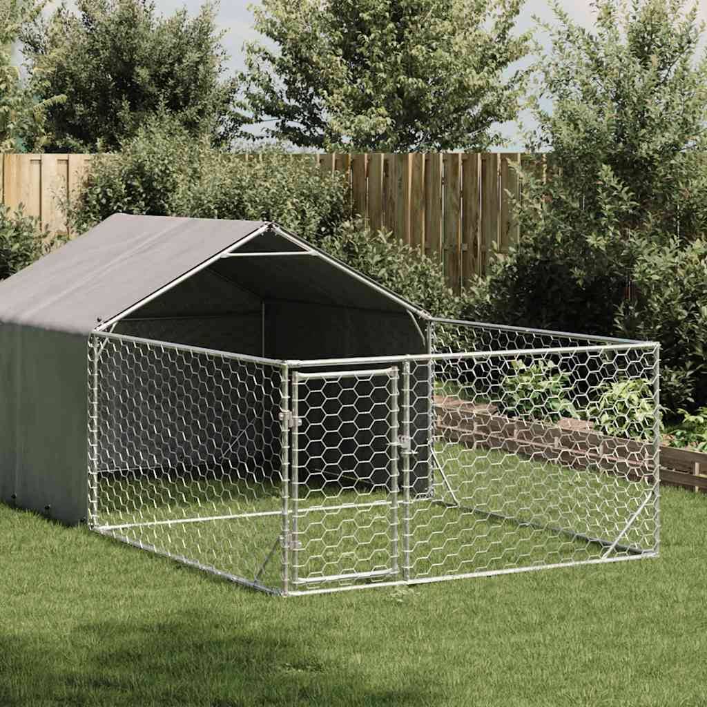 Chenil extérieur pour chien en acier galvanisé avec abri 5x2x1,5 m – ComfortXL Pet Living - Image 1