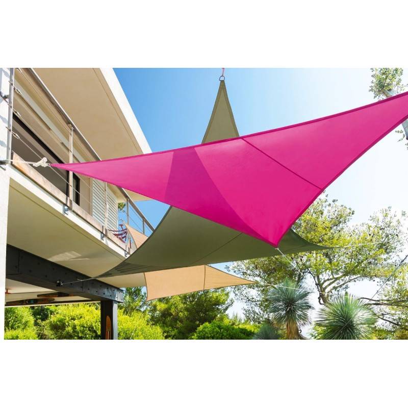 Hesperide - Vela de sombra triangular "Curacao" taupe 3x3x3m en poliéster Hespéride - Imagen 5