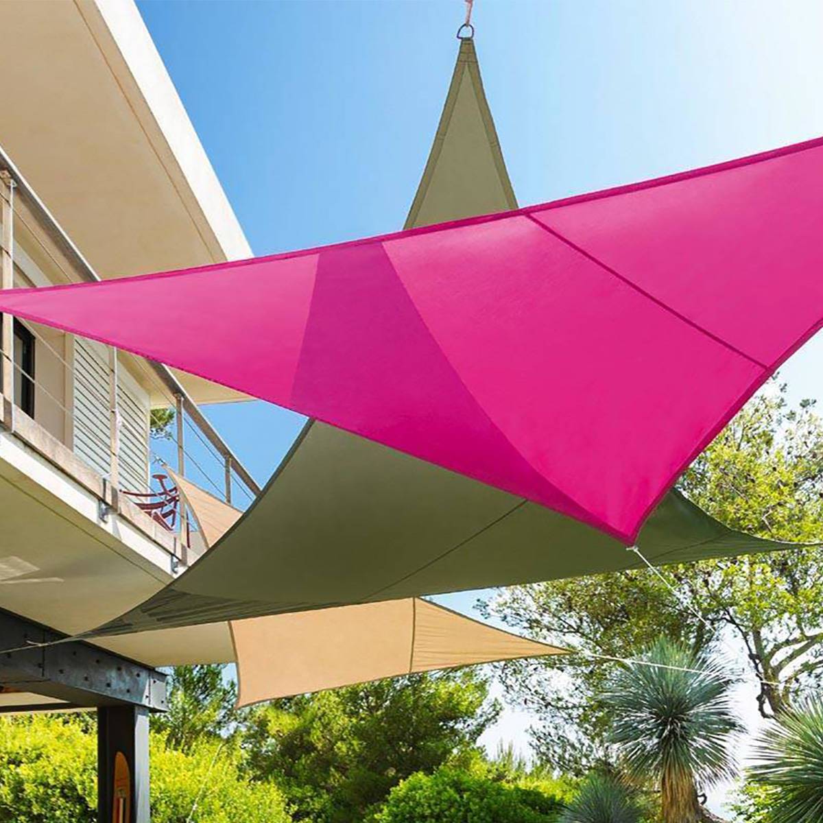 Hesperide - Vela de sombra triangular "Curacao" taupe 3x3x3m en poliéster Hespéride - Imagen 1