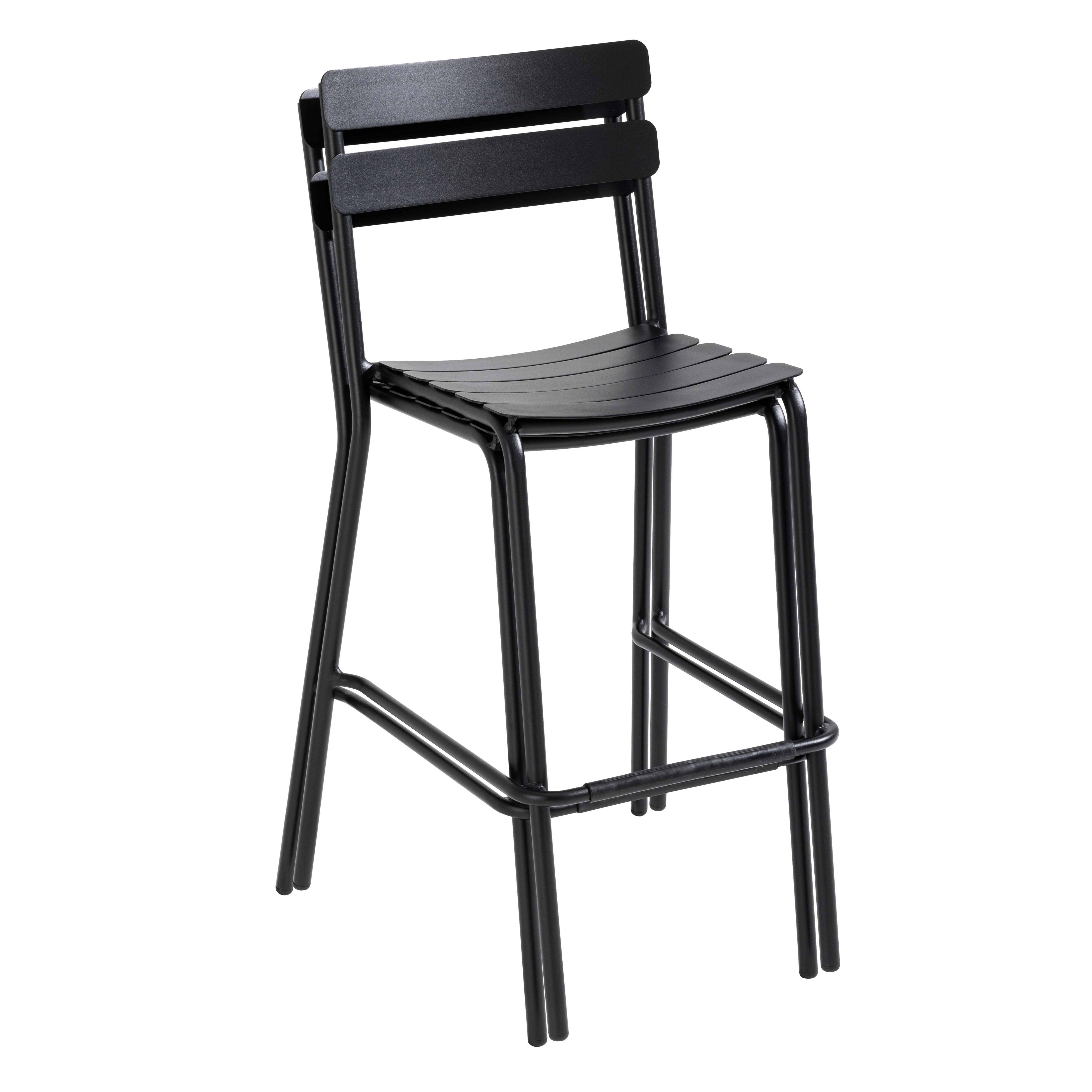 Oviala - Table haute de terrasse avec 2 chaises en aluminium noir Almada - Oviala - Imagen 6
