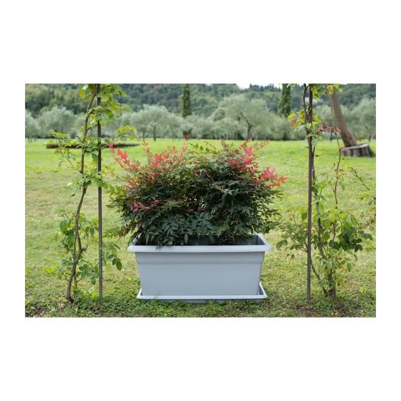 Sans Marque - Bac A Fleur Rectangulaire Mediterraneo - 110l - 100 Cm - Stone Grey - Imagen 2
