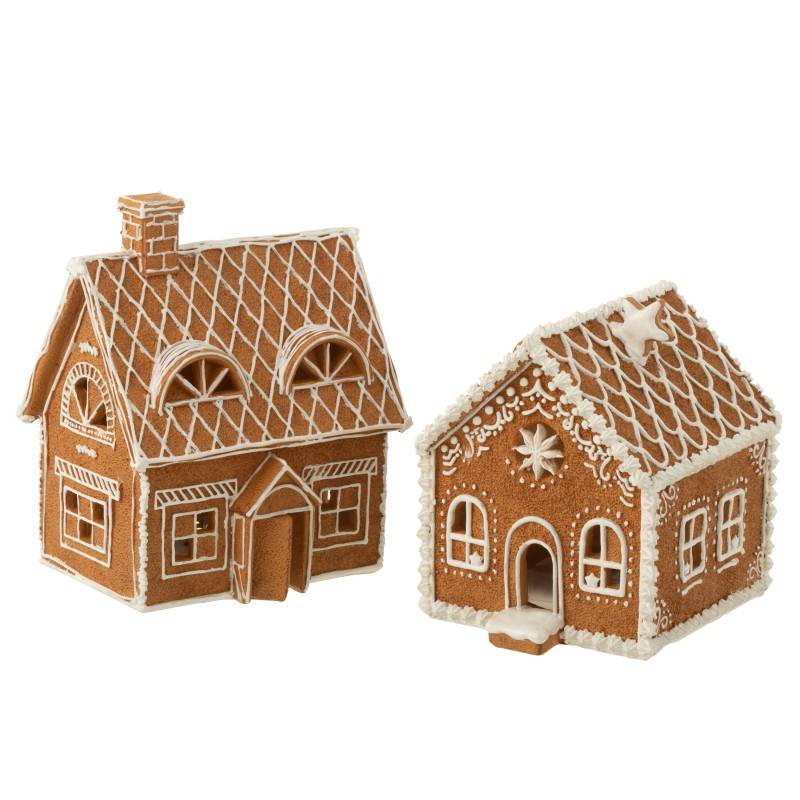 Maison de Noël en résine marron 18.5x14x22 cm - J-Line - Image 3