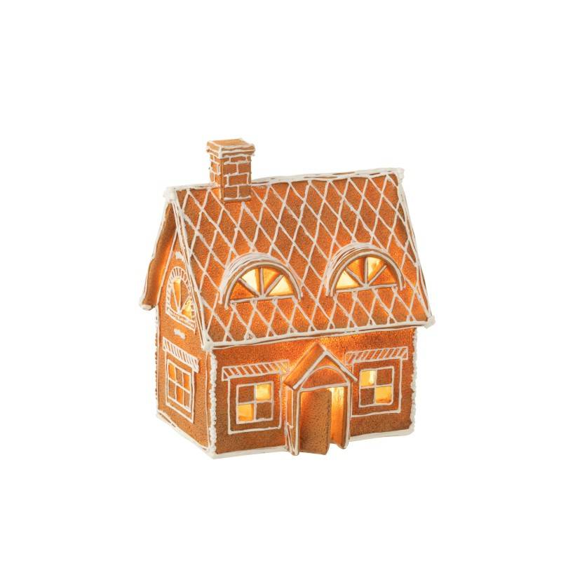 Maison de Noël en résine marron 18.5x14x22 cm - J-Line - Image 6