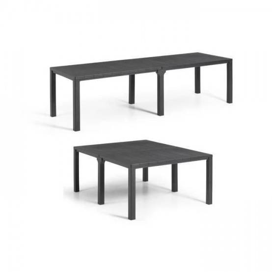 Keter - Table de jardin - Rectangulaire - Coloris : gris graphite - En résine - Modulable 3 en 1 - JULIE DOUBLE - Allibert by KETER - Image 1