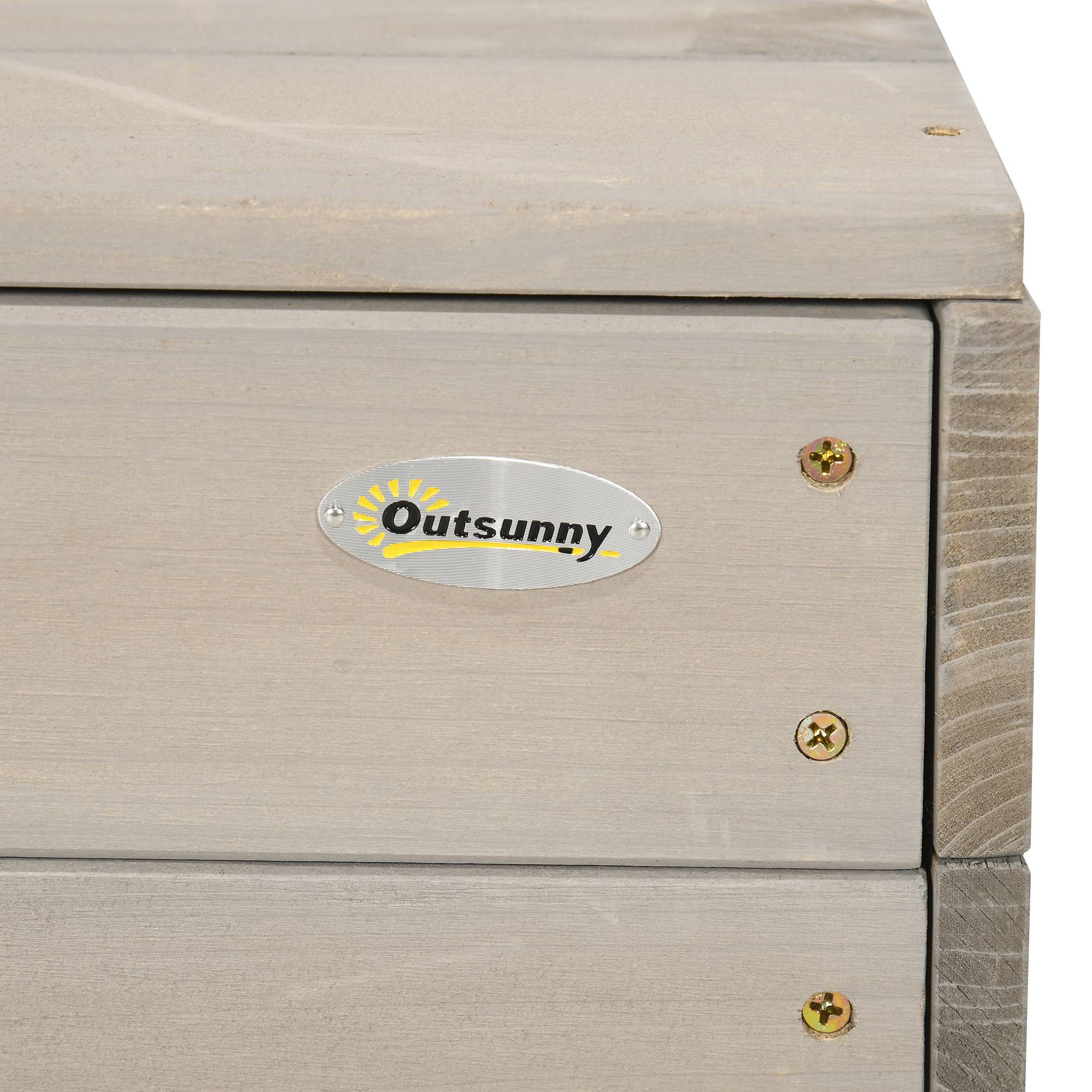 Outsunny - Bac à sable bois carré dim. 1,18L x 1,13l x 1,10H m - hauteur, inclinaison toit réglable, refermable - tableau, jeu - bois sapin gris - Outsunny - Imagen 4