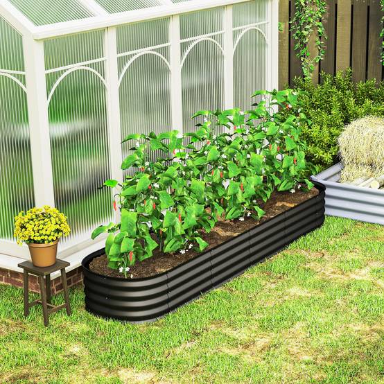 Jardinière Surélevée Carrée Outsunny 240x62x30cm - Potager Acier Modulable Pour Légumes Et Fleurs, Vert