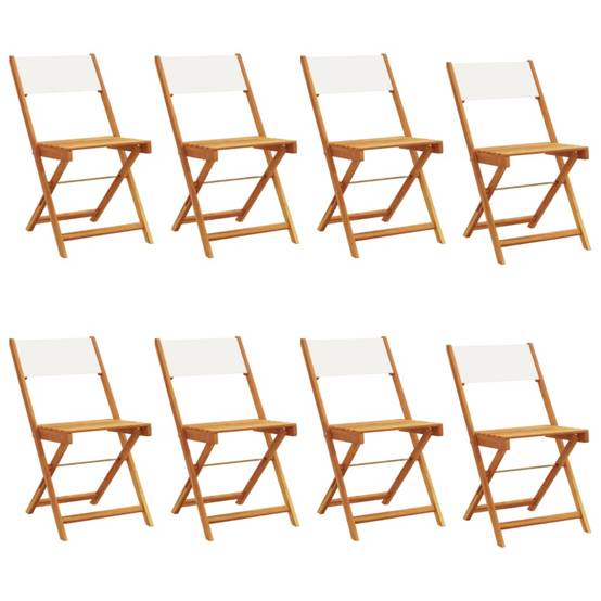 8 pcs Chaises de jardin | Chaise d'extérieur pliantes tissu et bois massif - Image 1