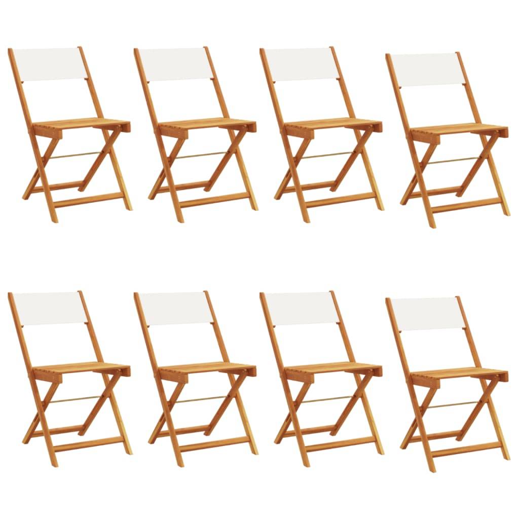 8 pcs Chaises de jardin | Chaise d'extérieur pliantes tissu et bois massif - Image 1