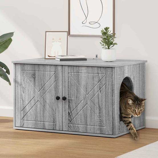 Chatiere bois gris 85 x 55 x 50,5 cm - Prolenta premium p369.4 - Image 2