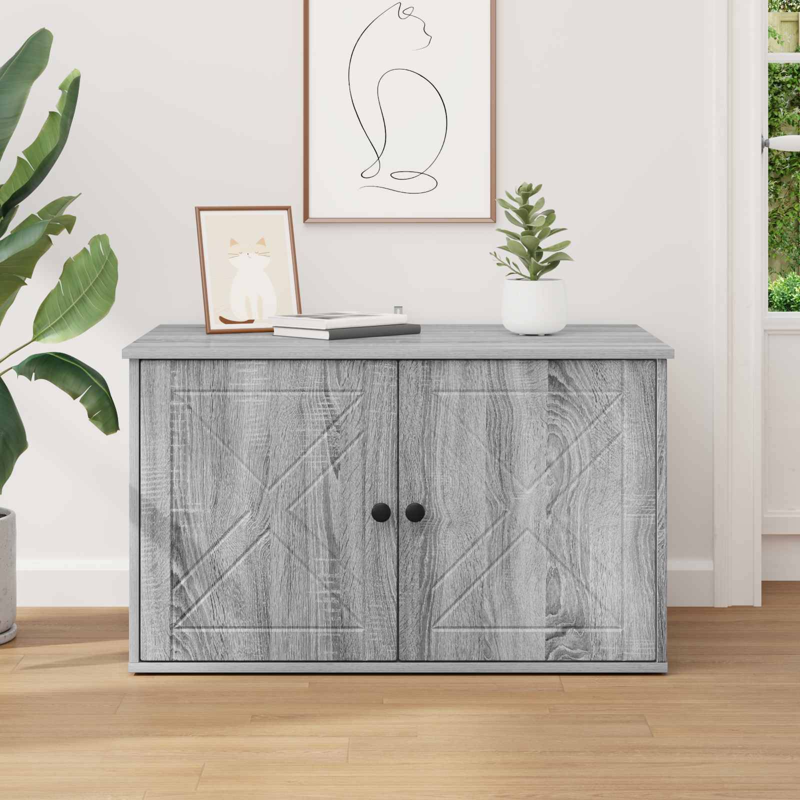 Chatiere bois gris  85 x 55 x 50,5 cm  - Prolenta premium p369.4 - Image 4
