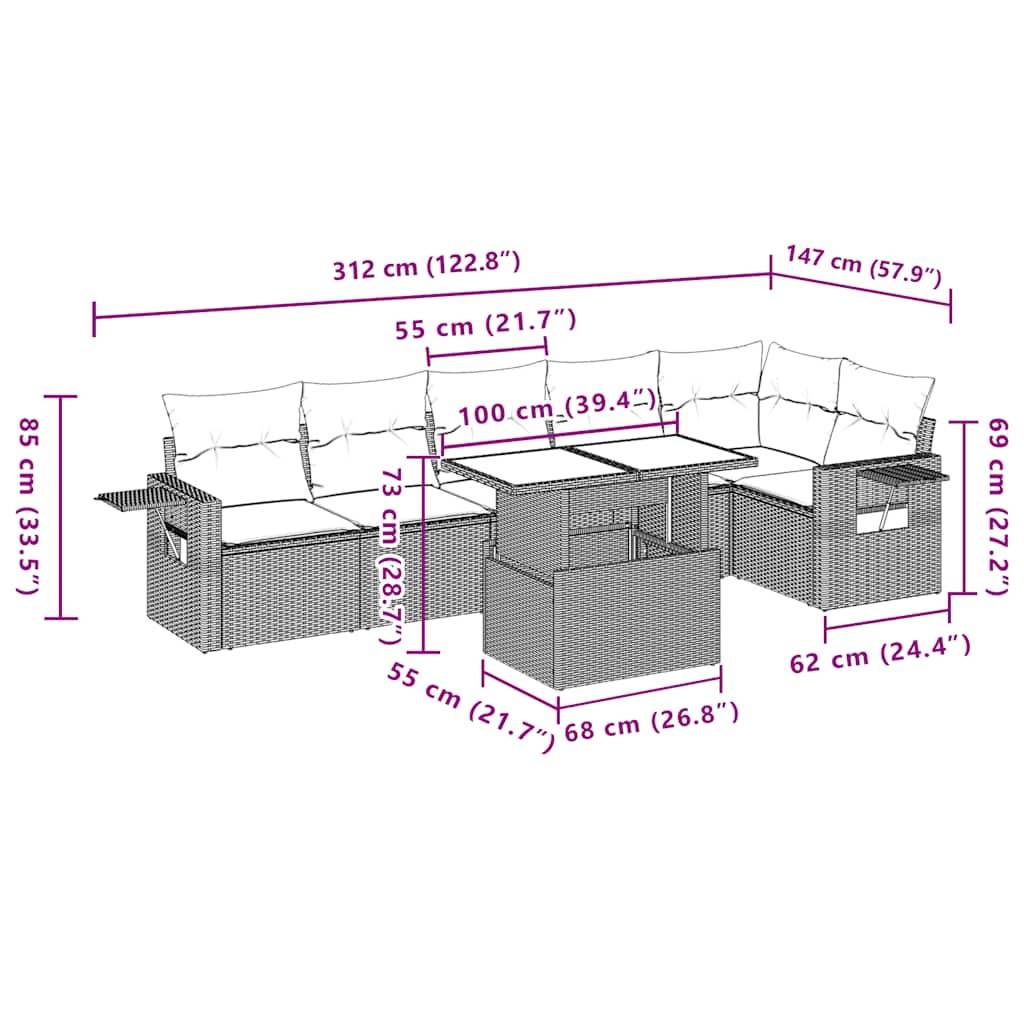 ComfortXL - Salon de jardin 7 places résine tressée table à hauteur réglable Noir – ComfortXL Outdoor Living - Image 3
