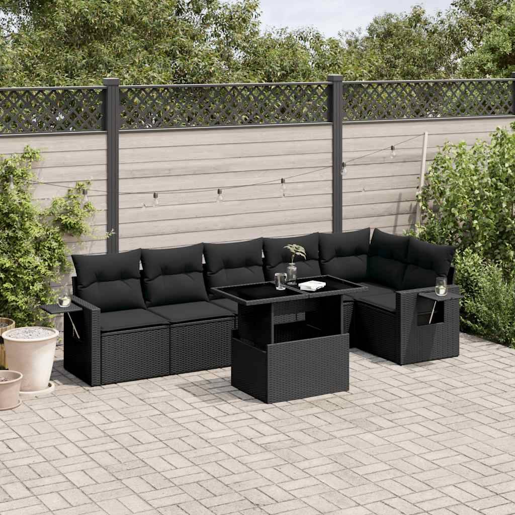 ComfortXL - Salon de jardin 7 places résine tressée table à hauteur réglable Noir – ComfortXL Outdoor Living - Image 1