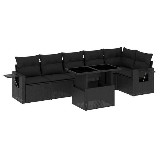 ComfortXL - Salon de jardin 7 places résine tressée table à hauteur réglable Noir – ComfortXL Outdoor Living - Image 2