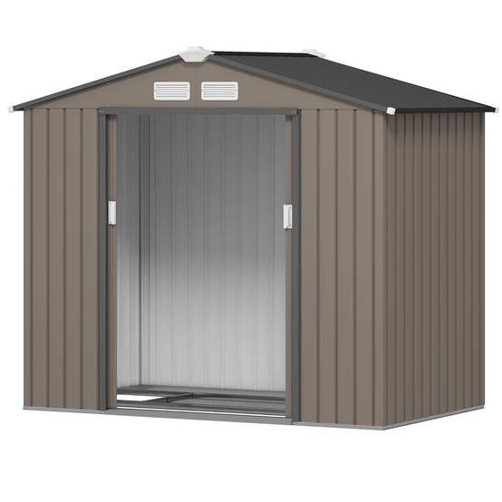 ComfortXL - Abri de jardin tôle acier aménagement extérieur stockage outils 213x130cm marron - ComfortXL Outdoor Living - Image 2