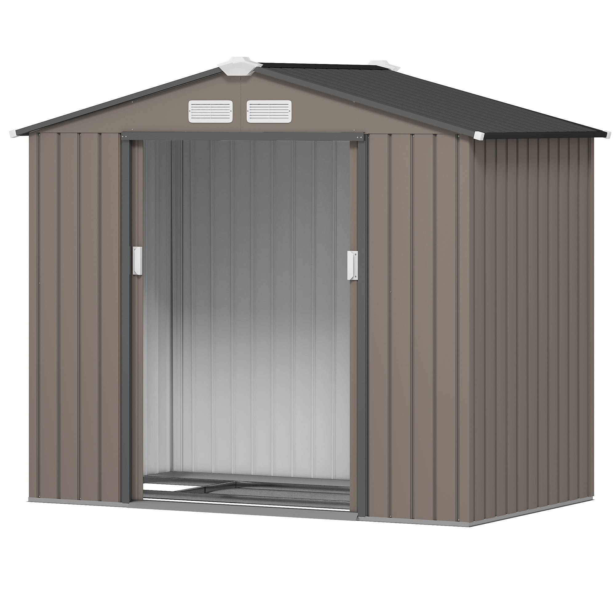 ComfortXL - Abri de jardin tôle acier aménagement extérieur stockage outils 213x130cm marron - ComfortXL Outdoor Living - Image 2