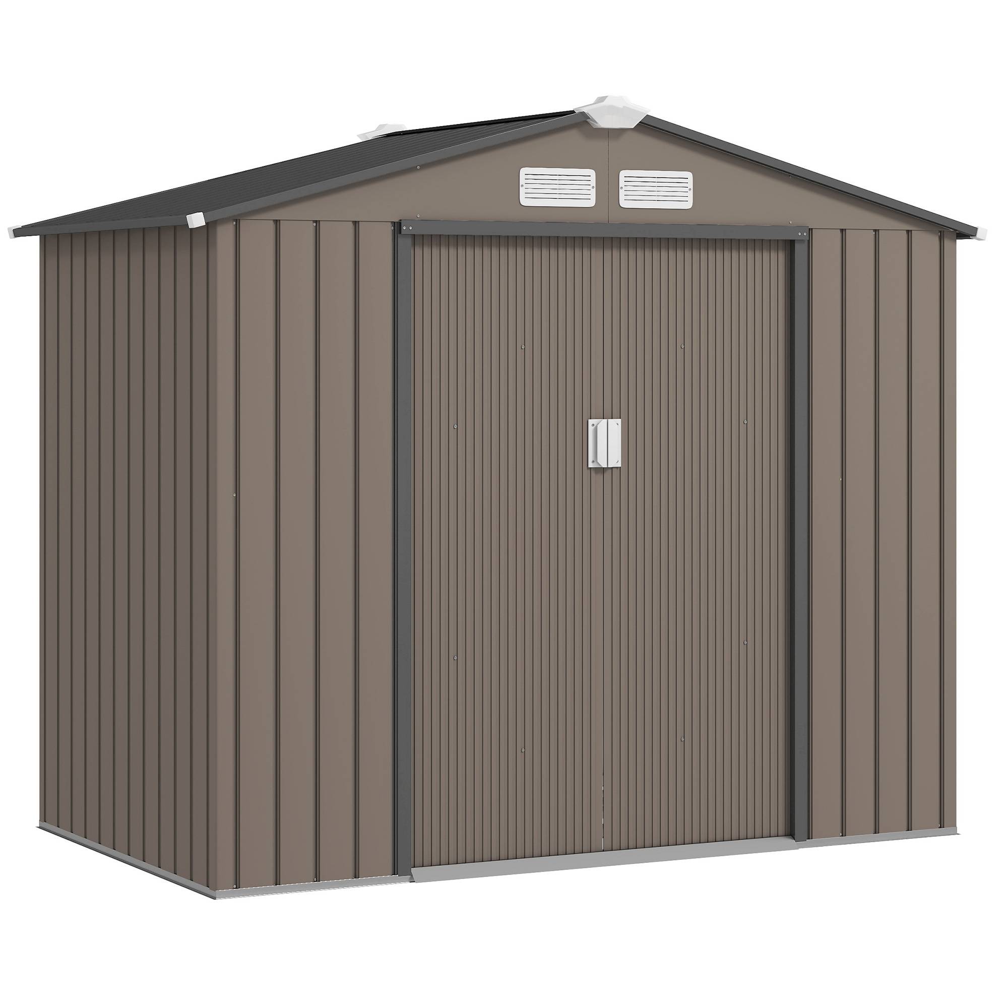 ComfortXL - Abri de jardin tôle acier aménagement extérieur stockage outils 213x130cm marron - ComfortXL Outdoor Living - Image 1