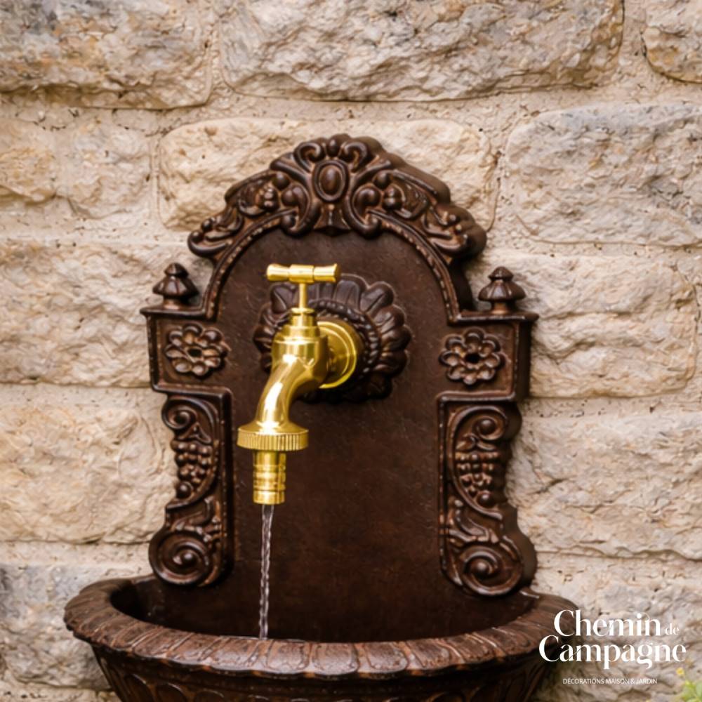Chemin De Campagne - Fontaine murale de jardin extérieur en fonte marron Ht.40cm Chemin de campagne - Image 3
