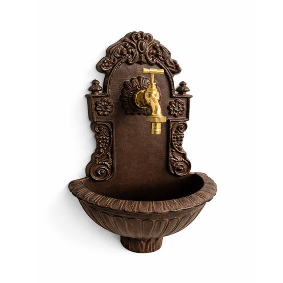 Chemin De Campagne - Fontaine murale de jardin extérieur en fonte marron Ht.40cm Chemin de campagne - Image 1