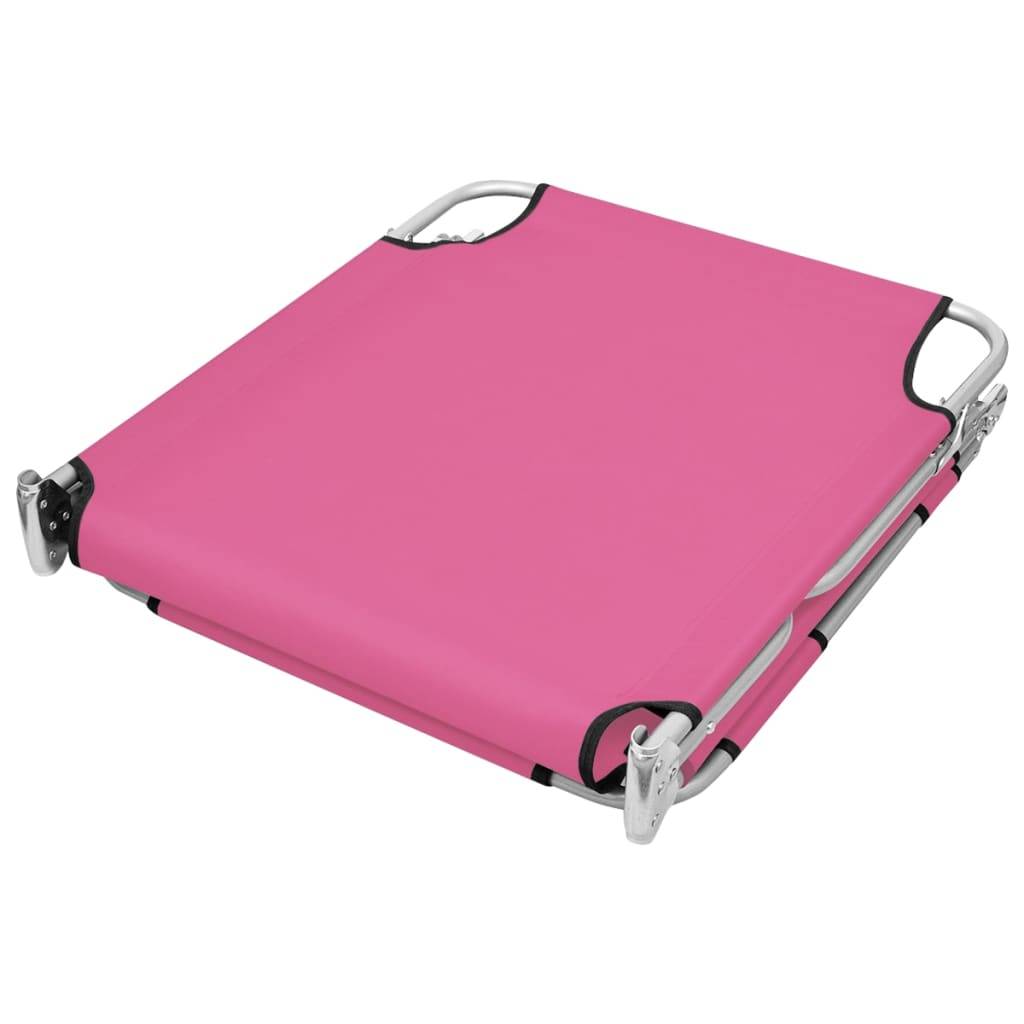 Maison Chic - Bain de soleil pliable - Transat - Chaise longue avec coussin de tête Acier Rose magento - MEUBLE PRO - Image 4