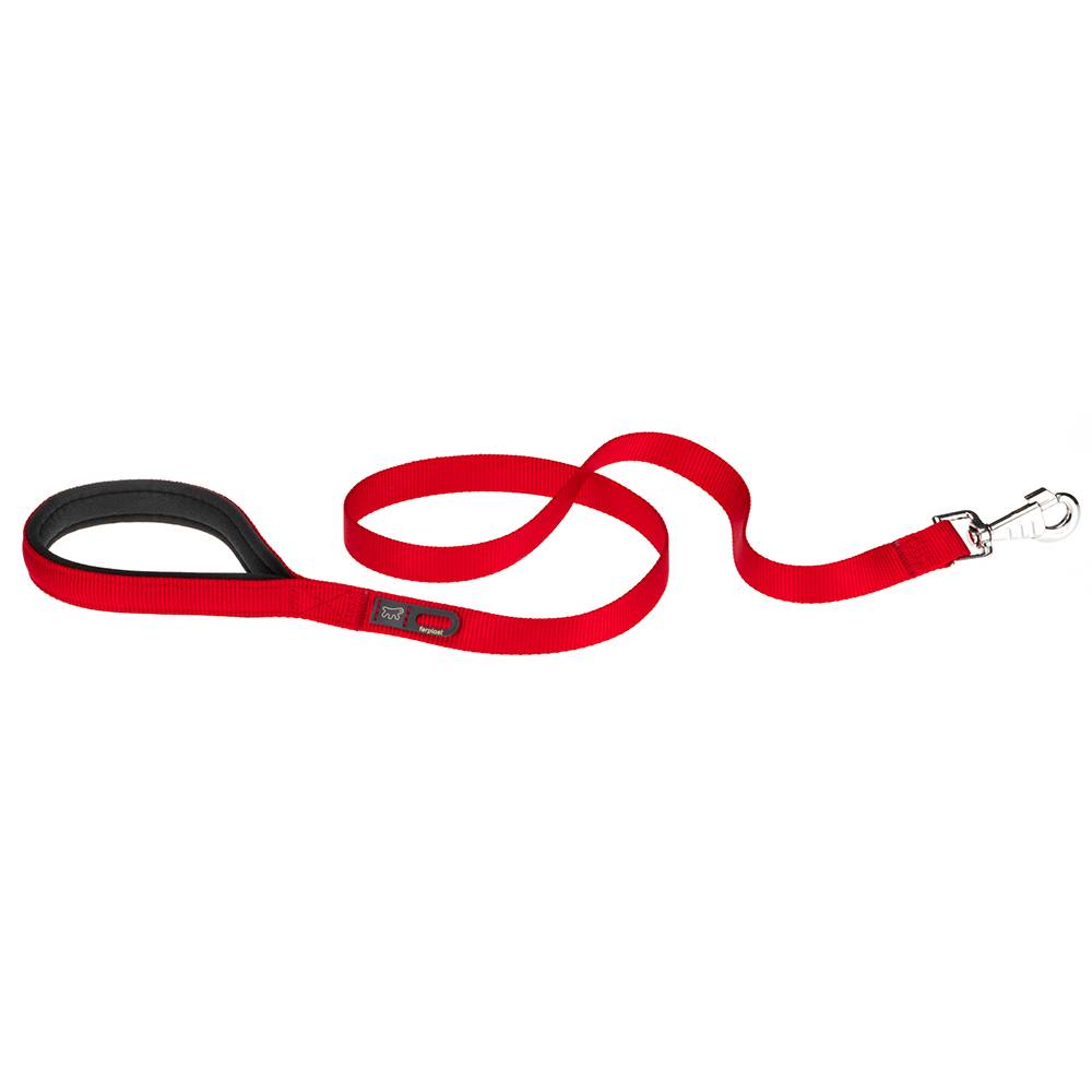 Ferplast - Ferplast laisse pour chien DAYTONA, Laisse en nylon pour petit chien, 120 cm, avec poignée rembourrée confortable et mousqueton en métal. Rouge - Imagen 1