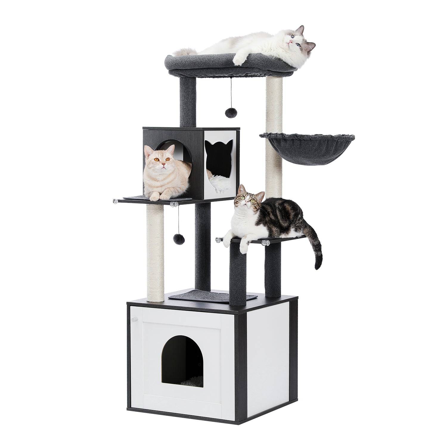 Pawzroad - Arbre à Chat Moderne en Bois 144 cm Noir PAWZ Road - Image 1