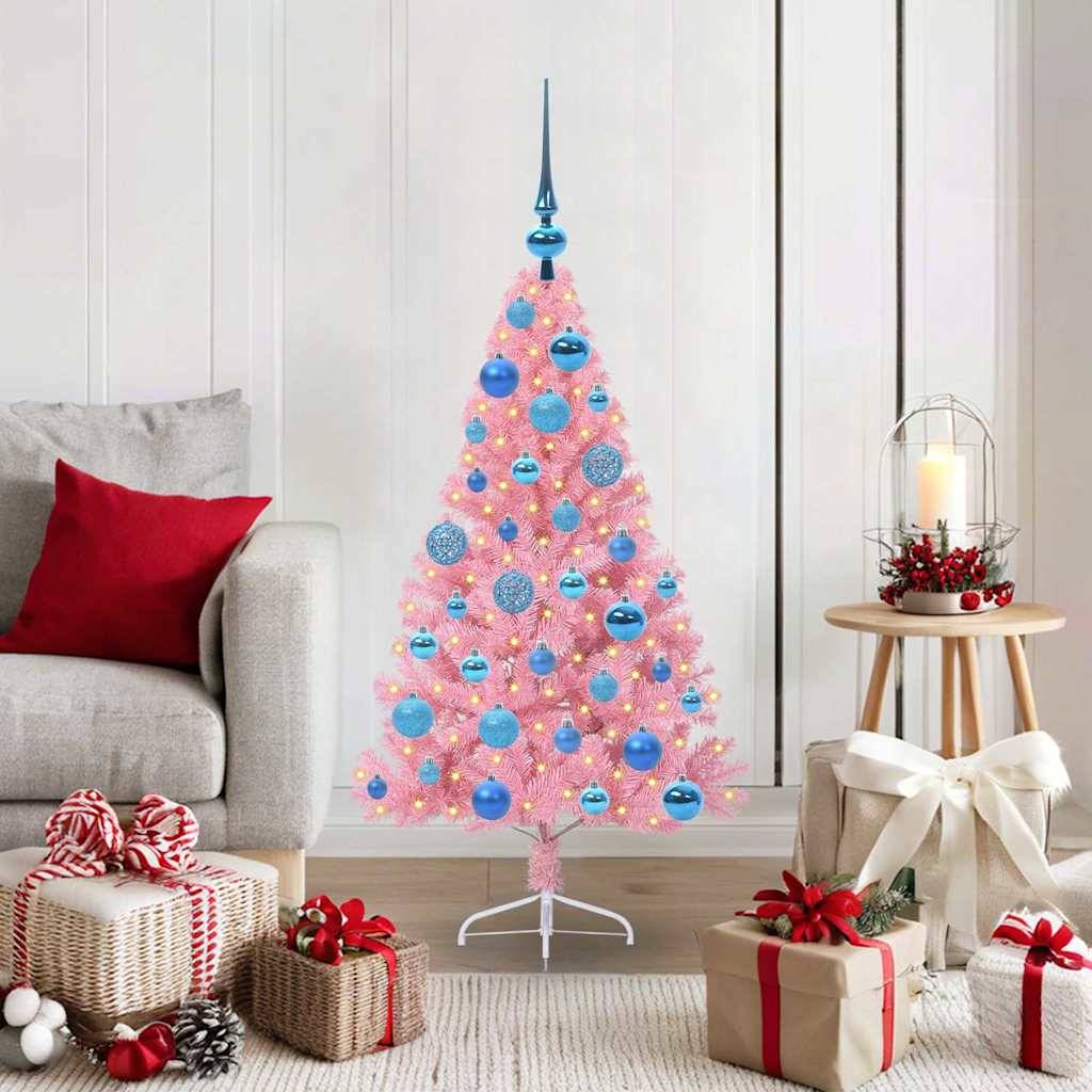 Vidaxl - Sapin de Noël artificiel pré-éclairé Rose 120 cm PVC vidaXL 3397057 - Image 1