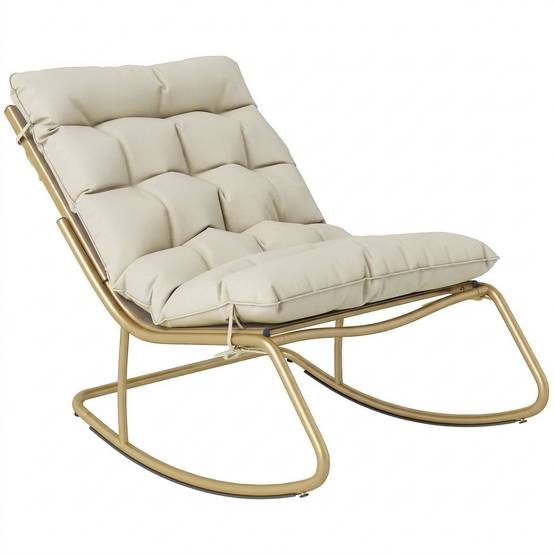 Fauteuil à bascule acier beige et doré 113 x 70 x 76 cm - PANGIVO - Image 1
